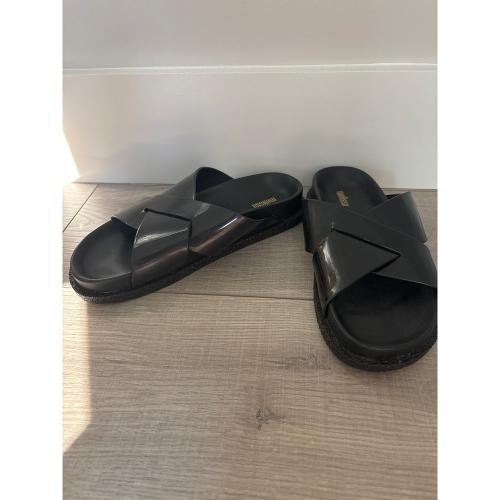 Melissa black strap sandals/ flip flops size 8 - Picture 2 of 5